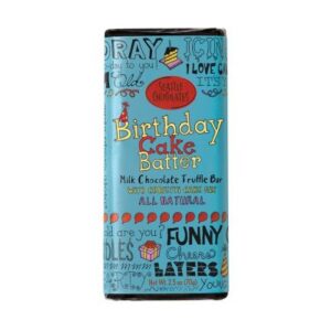 birthday cake batter, blue chocolate bar