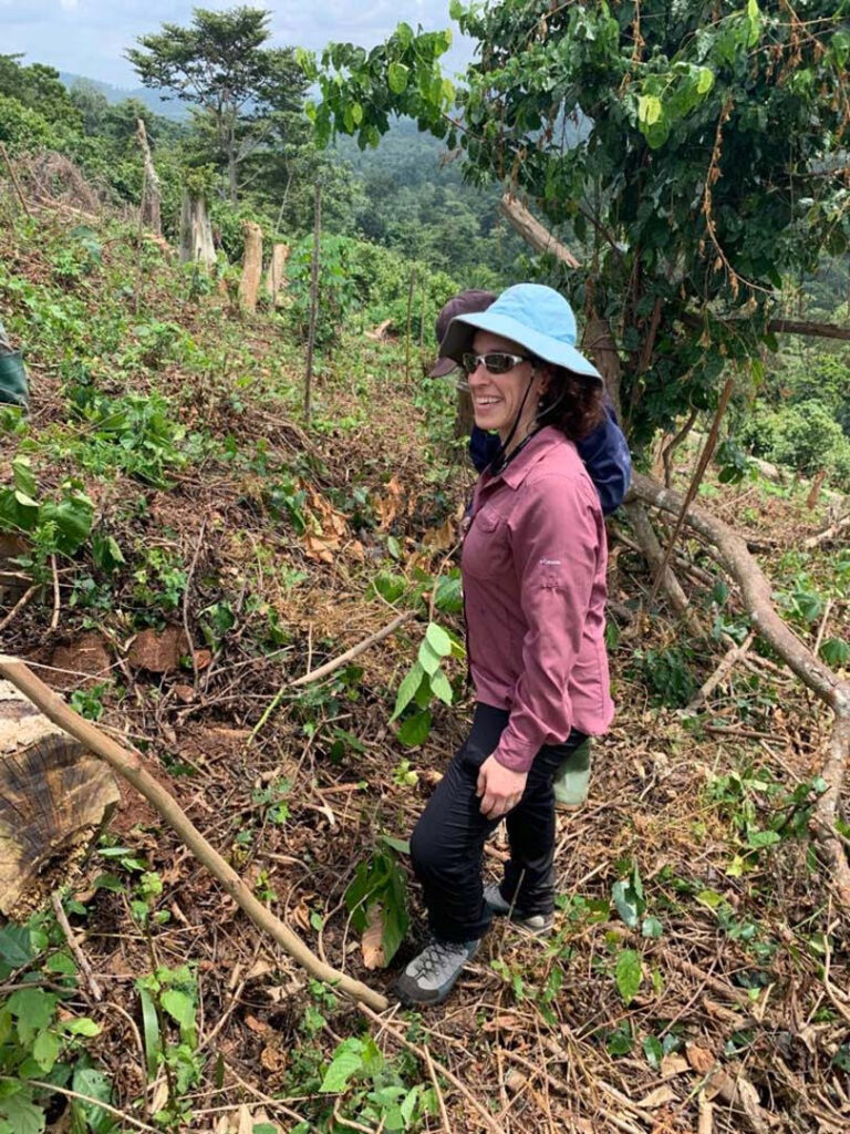 Kristy Leissle on a cocoa farm in Ghana